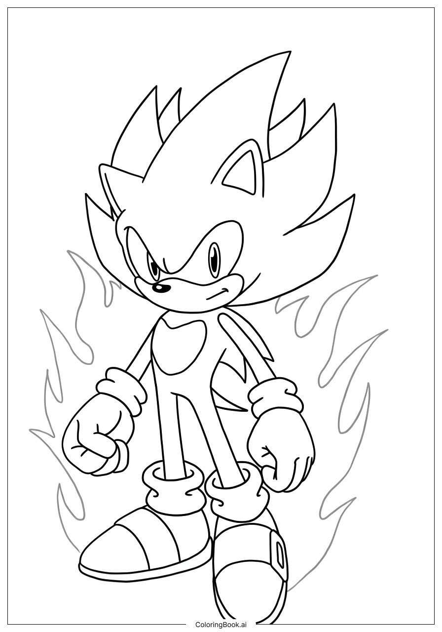  Fleetway Super Sonic With Fiery Hair Coloring Page 