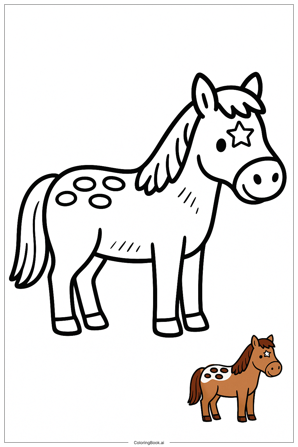  星の模様を持つアパルーサ馬の塗り絵ページ 