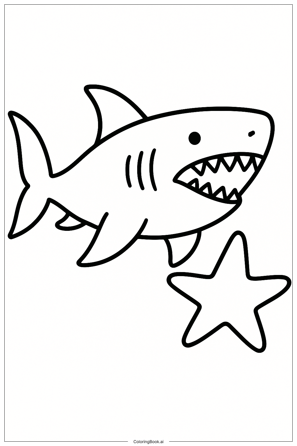  Megalodon und ein Seestern Ausmalseite 