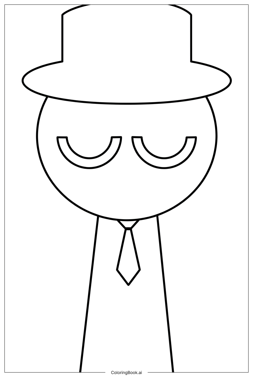 Page de coloriage Sprunki Gentleman With Tie Dozes Peacefully