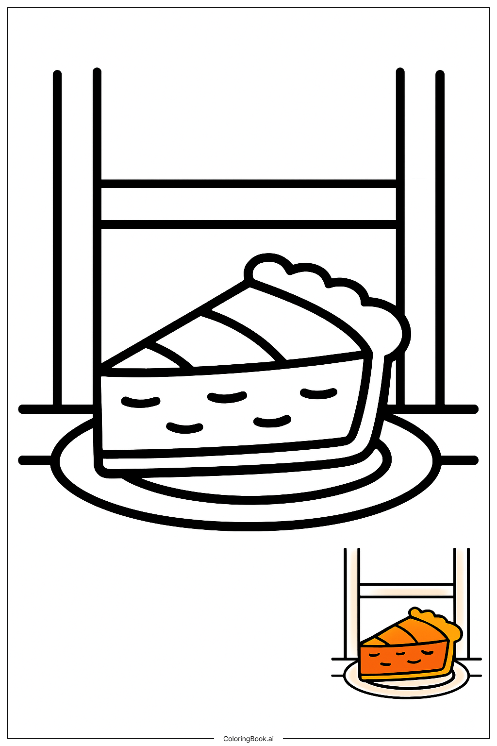  Kürbiskuchen auf einer Fensterbank Ausmalseite 
