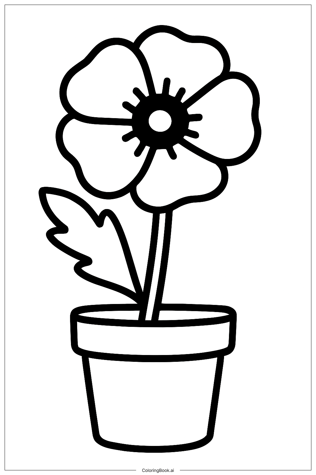  Trang tô màu Hoa Anh Túc Trong Chậu Đơn Giản 