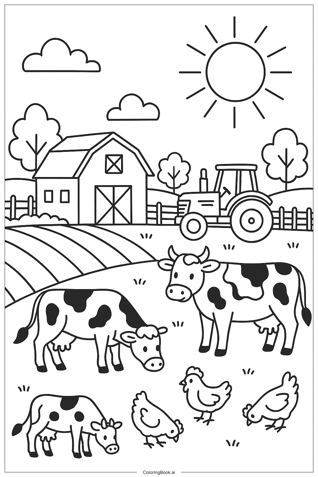  A Summer Day At The Local Farm Coloring Page 