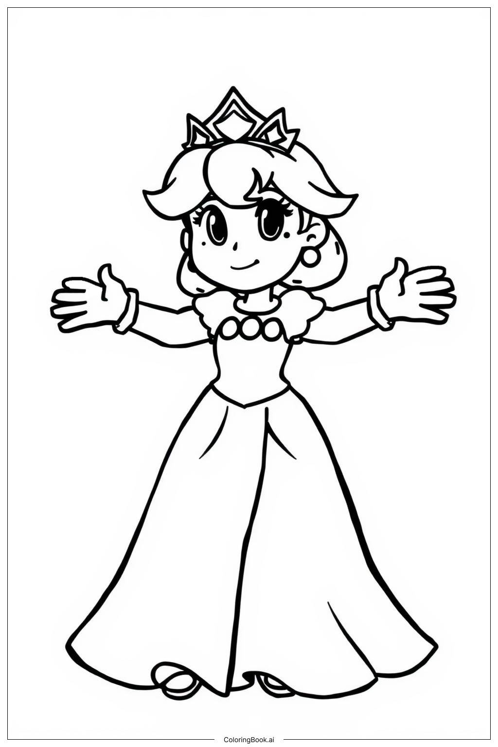  Page de coloriage Princesse Peach explorant une forêt magique 