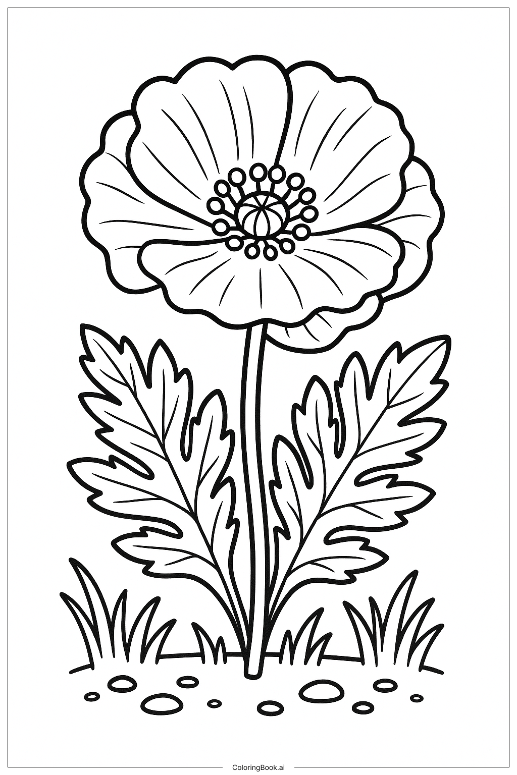  Trang tô màu Hoa Anh Tú Với Lá Chi Tiết 