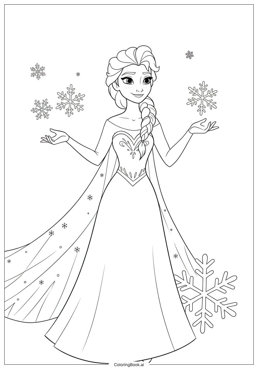  Elsa Transforming into Snow Spirit Coloring Page 