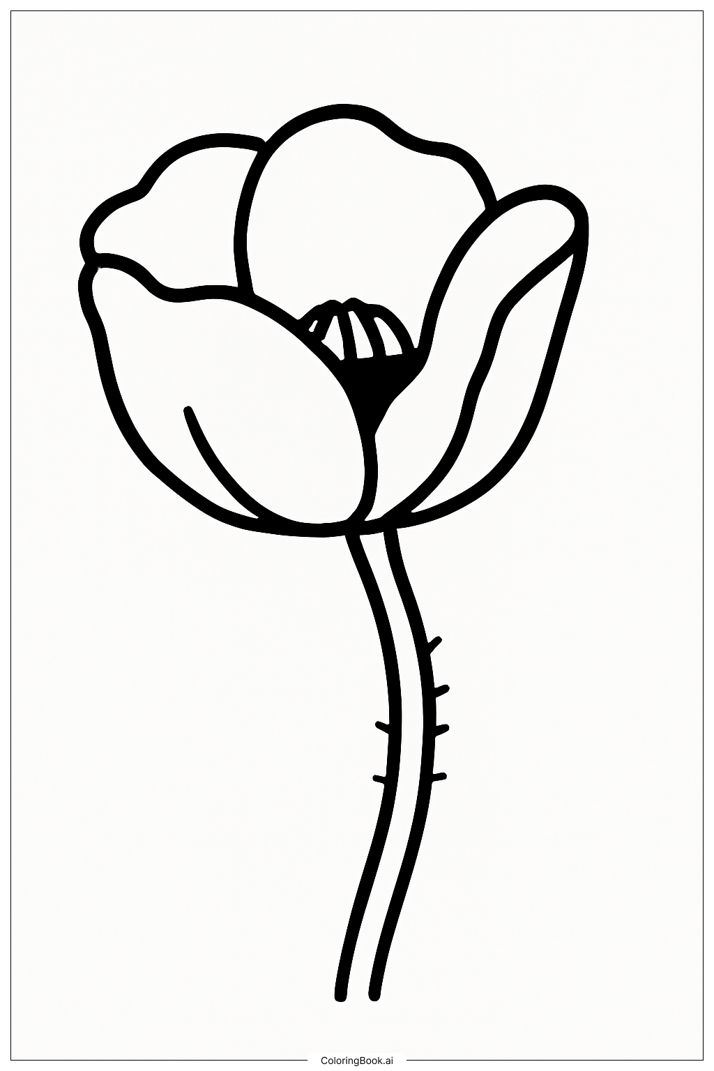  Trang tô màu Nụ Hoa Anh Túc Đang Nở 