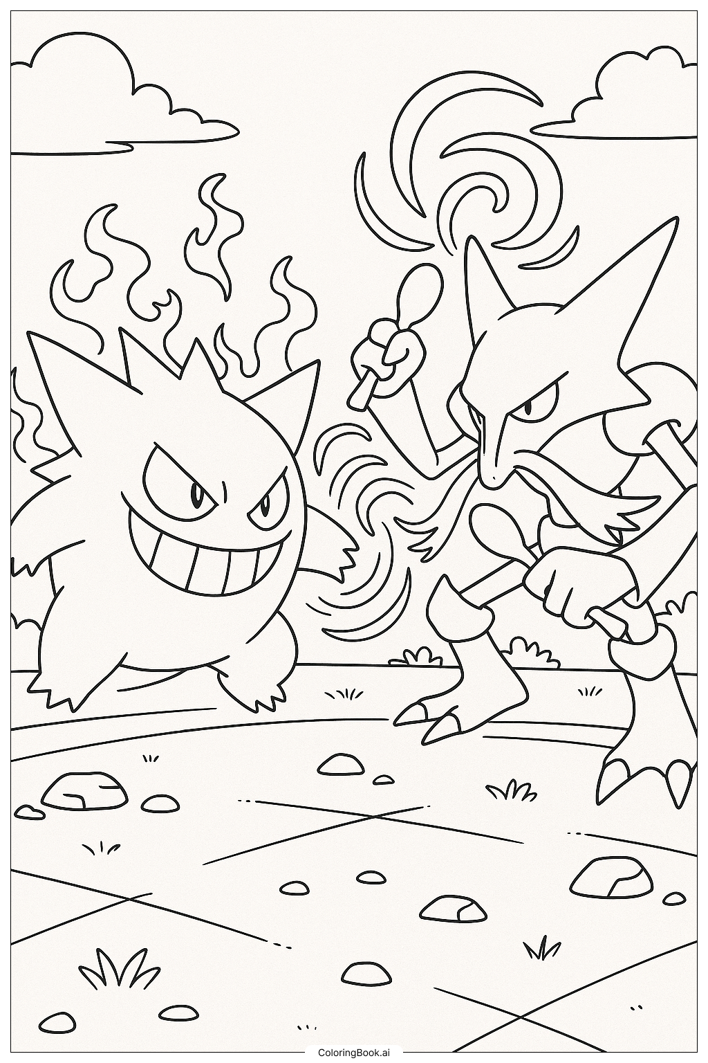  Page de coloriage Gengar combattant Alakazam 