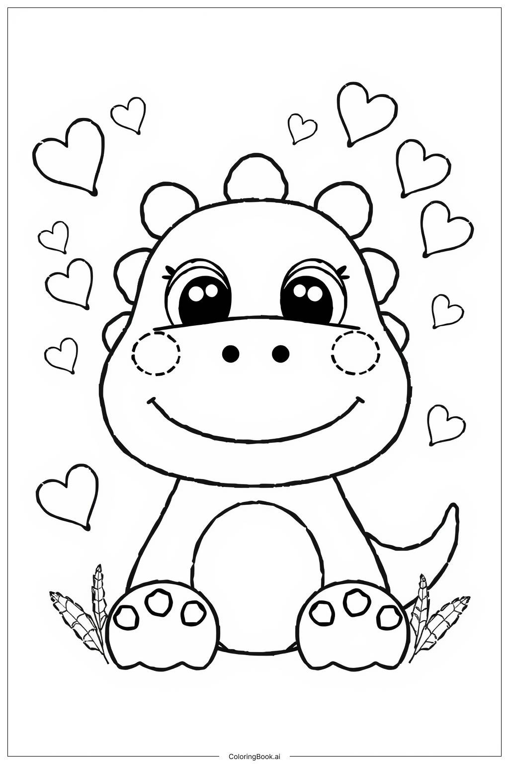  Happy Dinosaur Face Coloring Page 