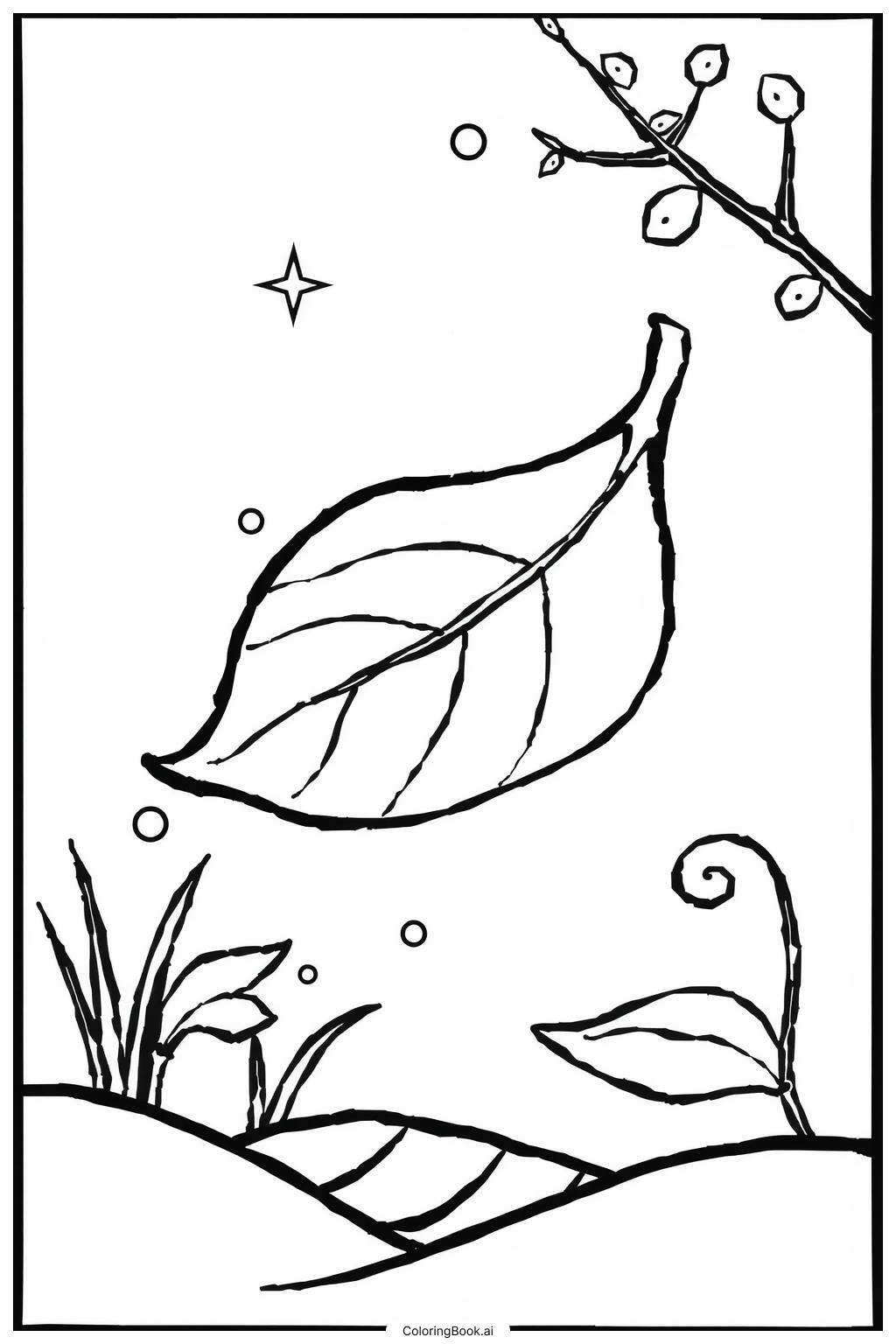  Tumble Leaf Caught in a Gentle Breeze Coloring Page 