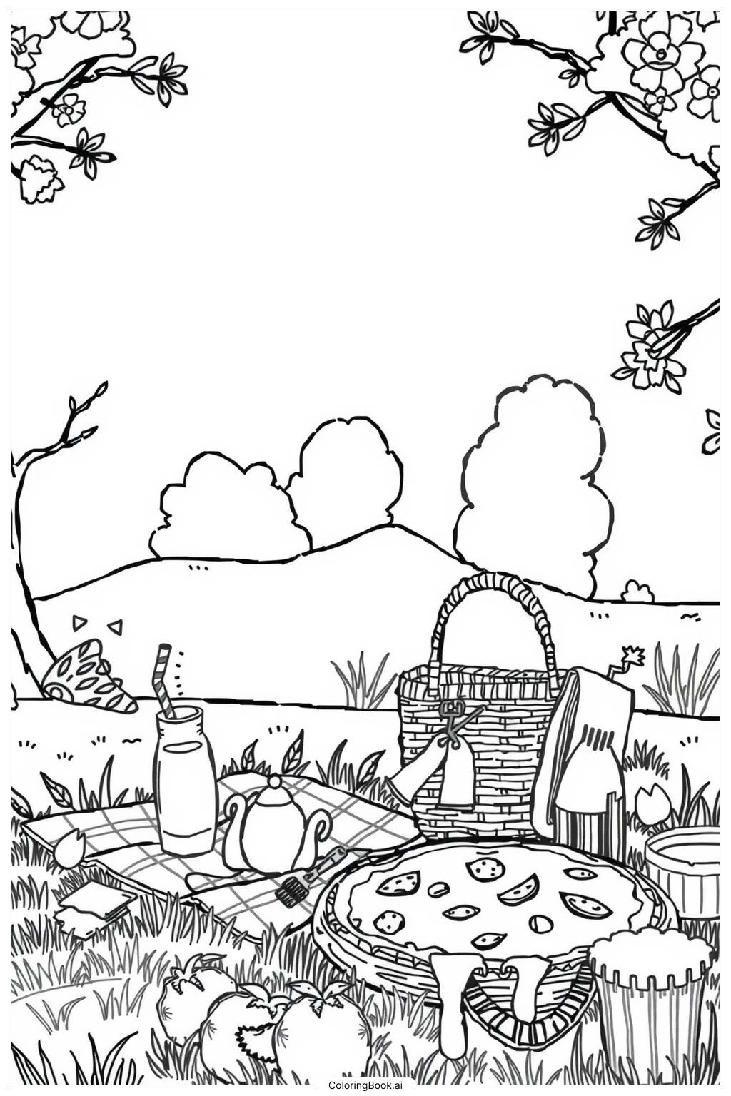  Pizza Picnic in the Park-2 Coloring Page 