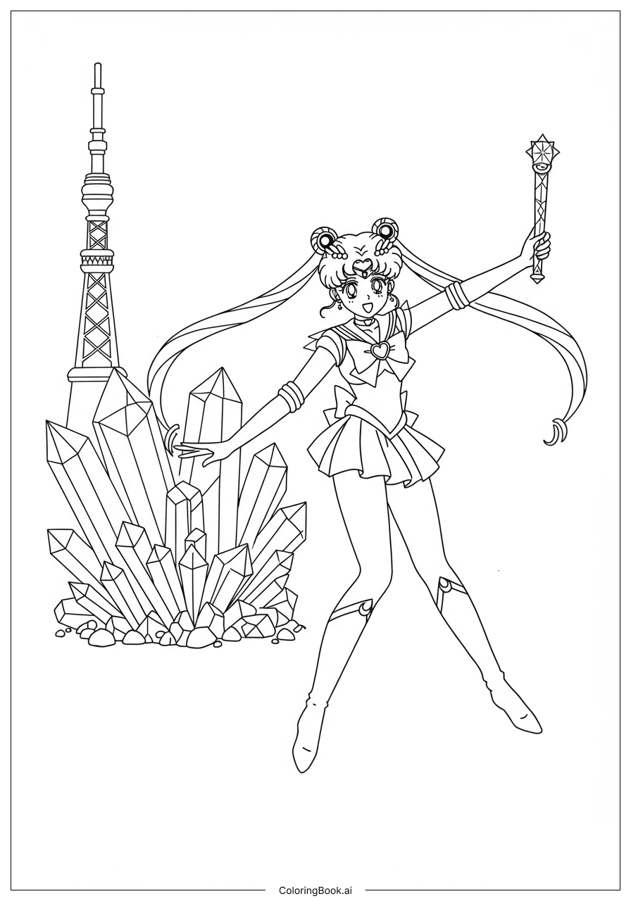  Sailor Moon Defending Crystal Tokyo Coloring Page 