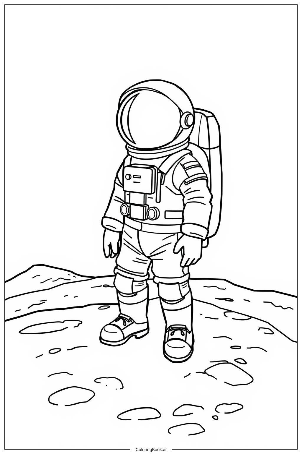  Weltraum-Astronaut auf dem Mond Ausmalseite 