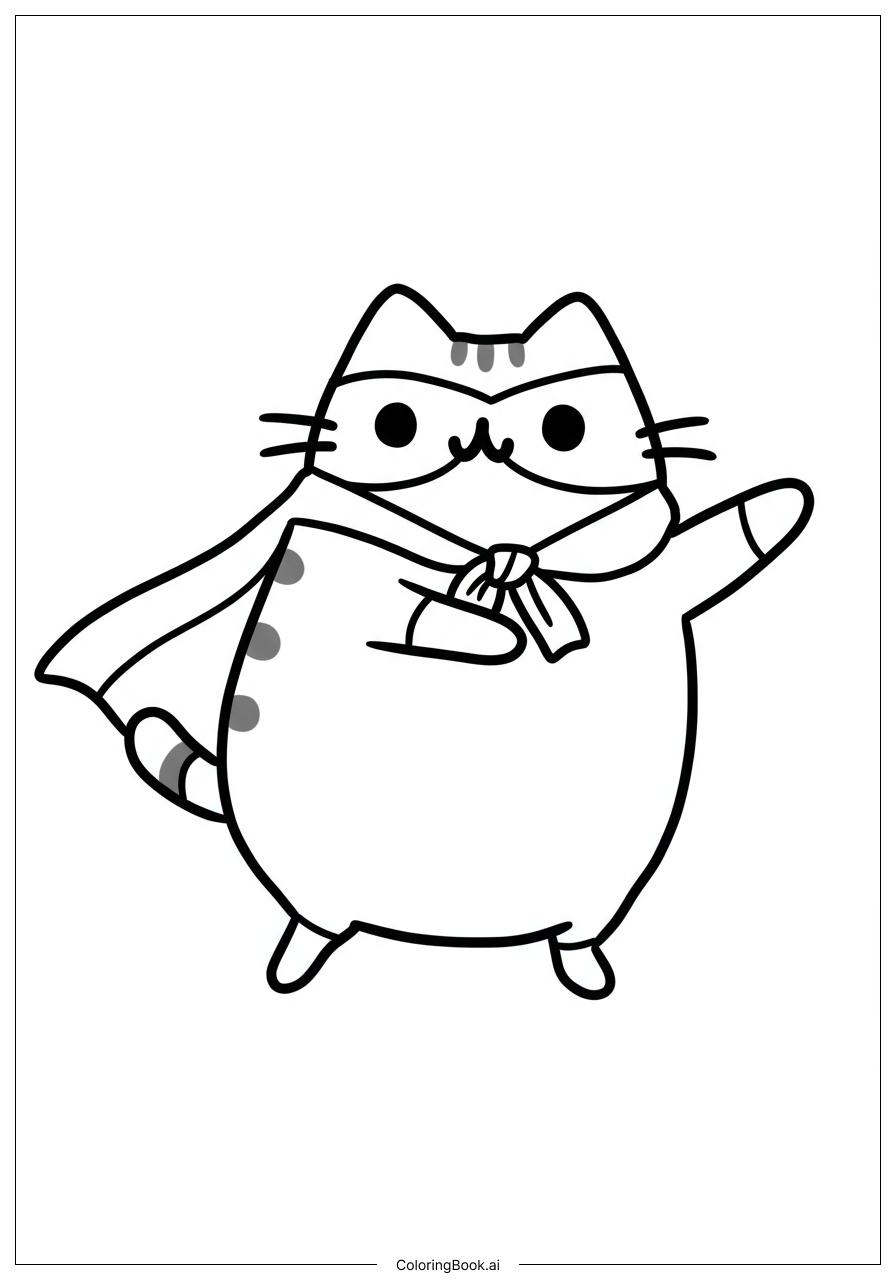  Pusheen Dressed As Superhero Coloring Page 