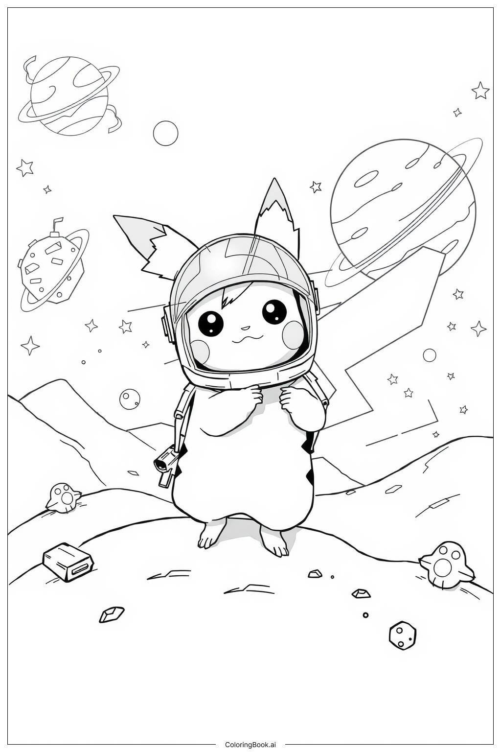  Pikachu Among Us Adventure-2 Coloring Page 