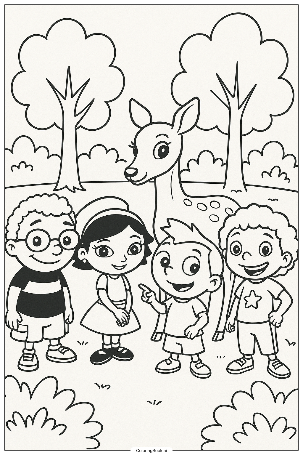  Little Einsteins And A Friendly Forest Animal Coloring Page 