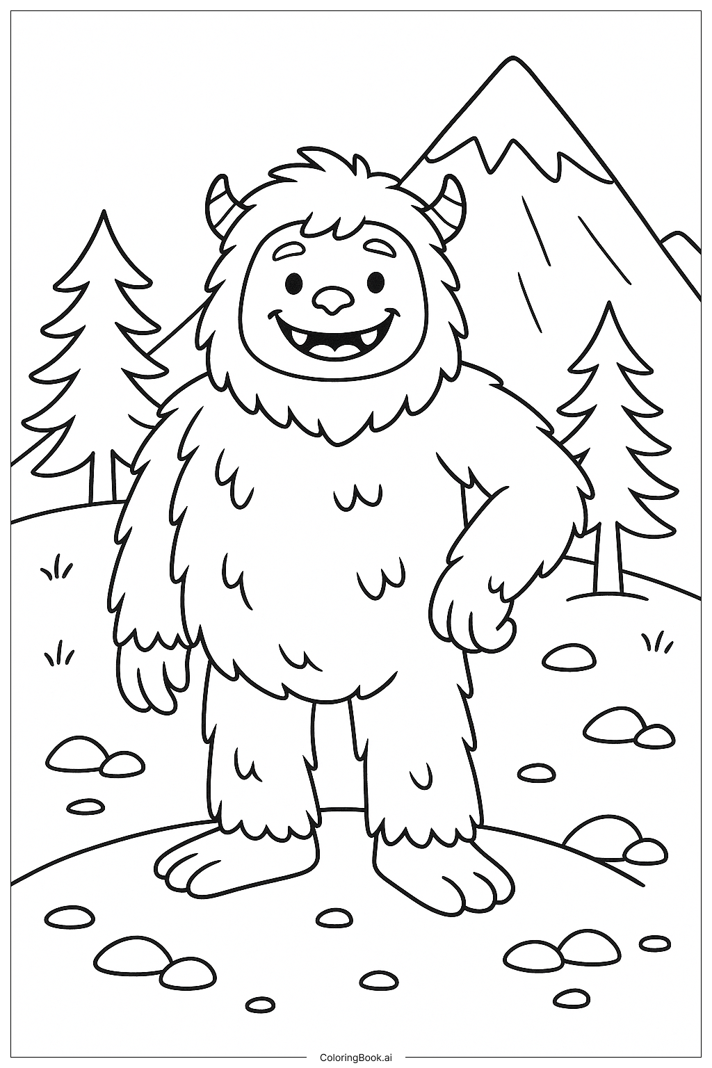  Page de coloriage Le Yéti Gardien de la Montagne 