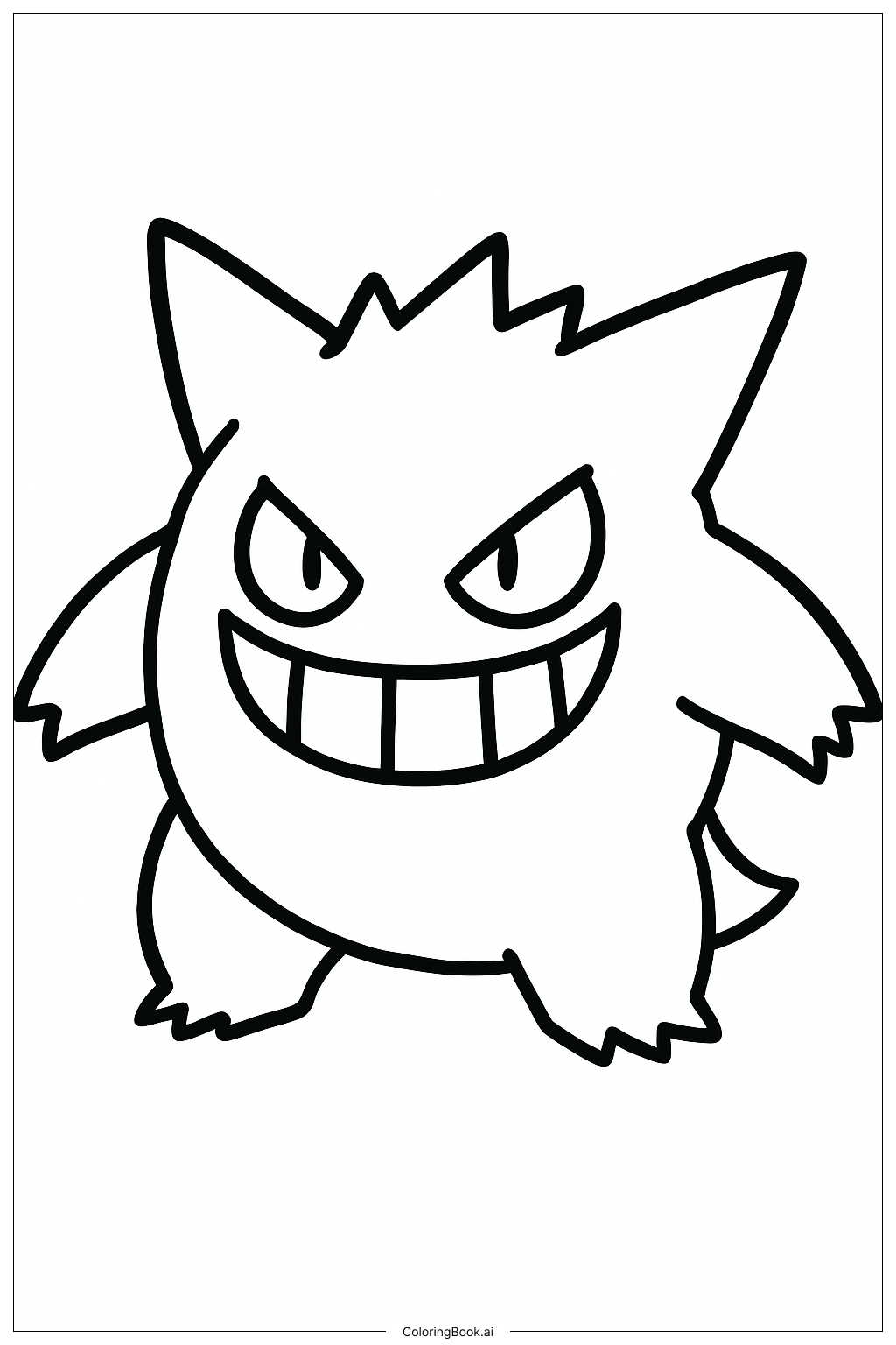  Page de coloriage Un Contour Simple de Gengar 