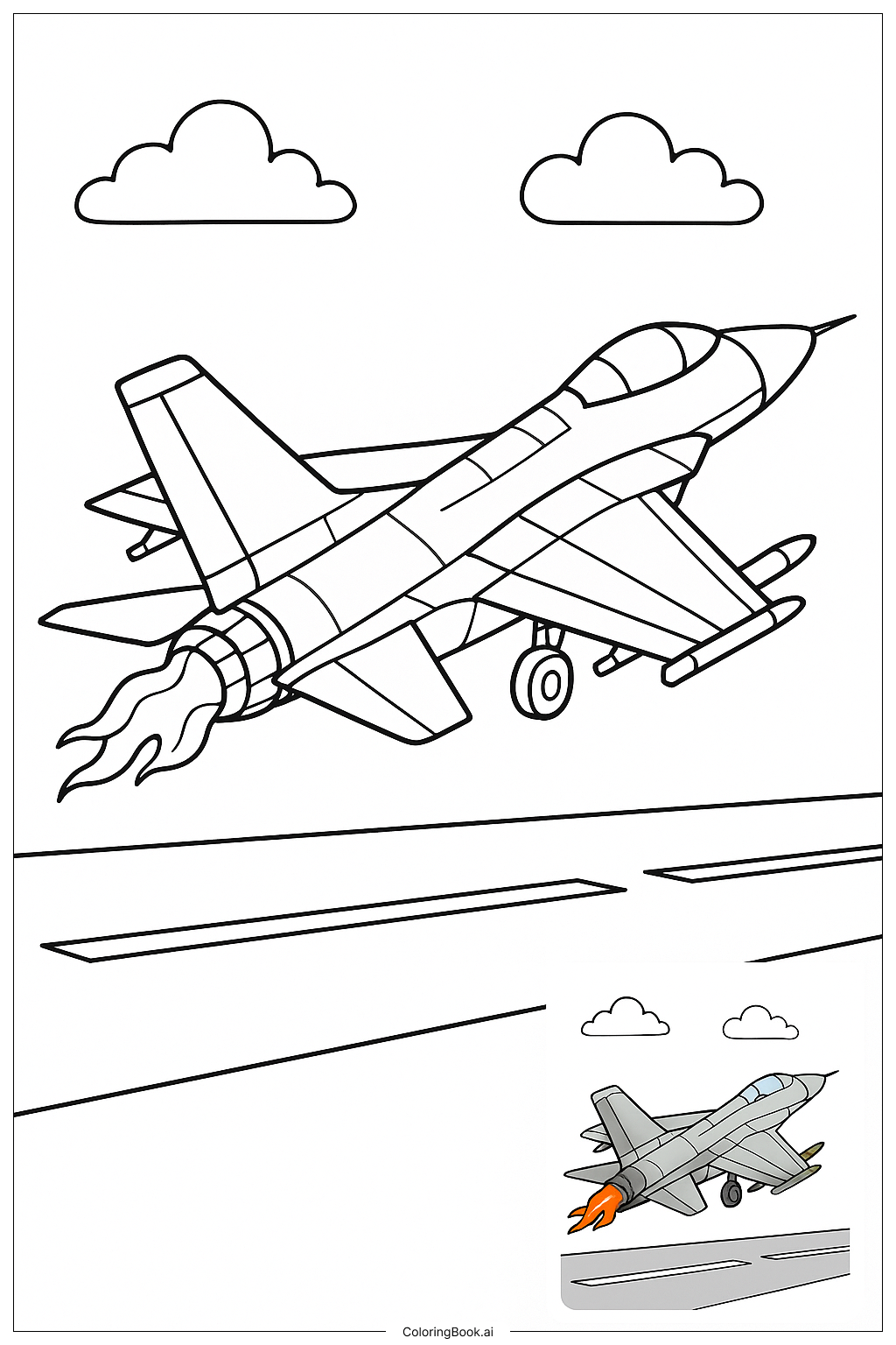軍用噴射機的加力燃燒器光暈著色頁