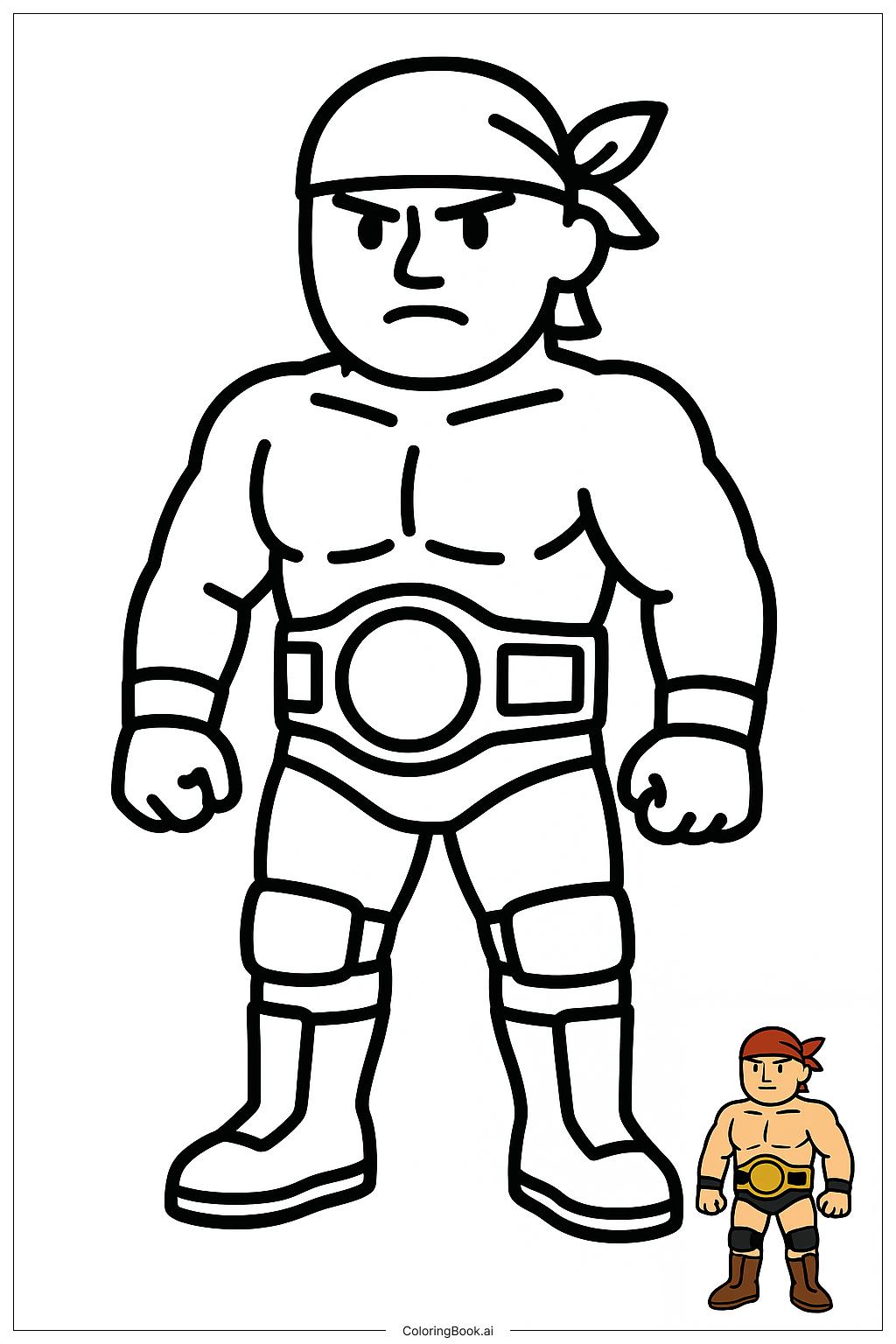WWE 摔角手戴著頭巾著色頁