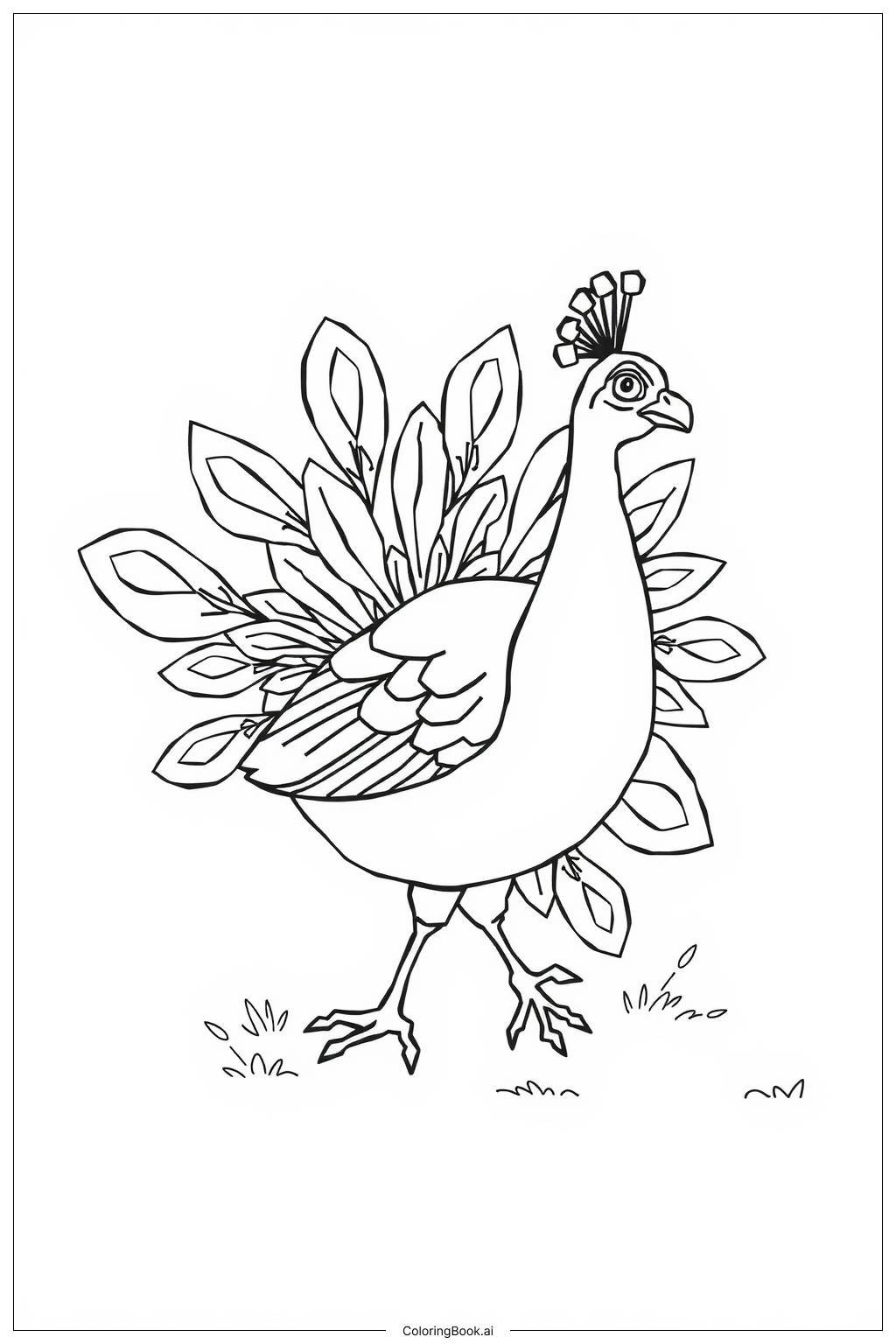  peacock walking gracefully Coloring Page 