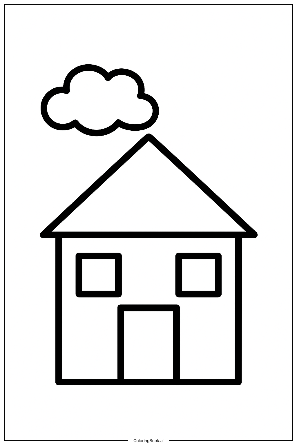 A House and a Cloud Coloring Page