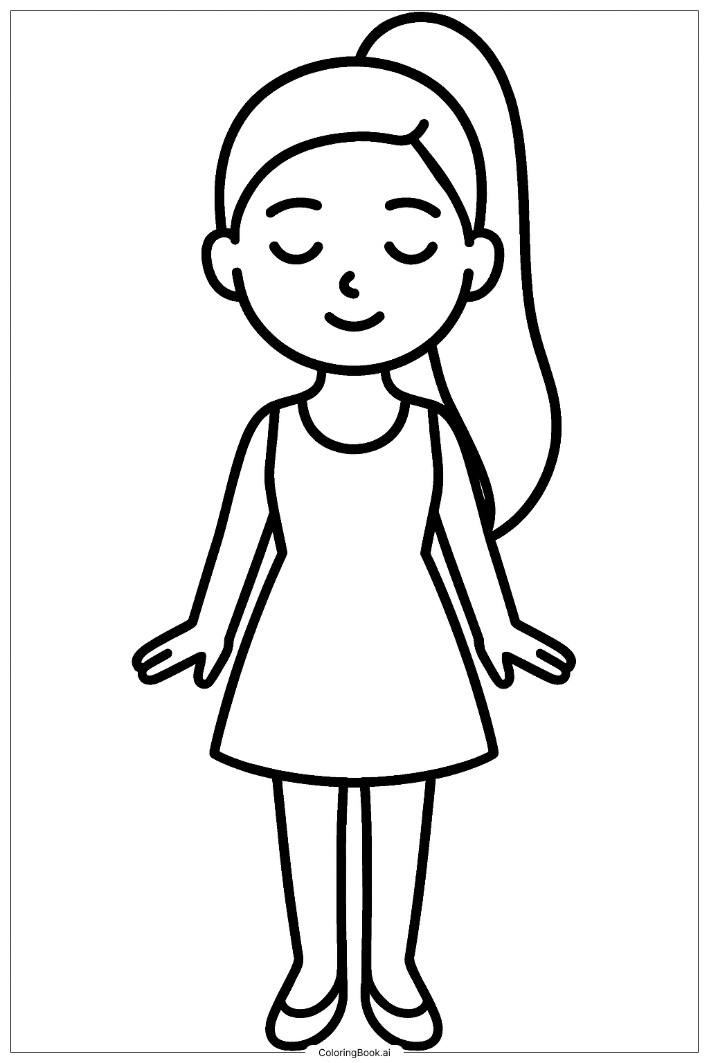  Página para colorear de Ariana Grande con Vestido Simple 