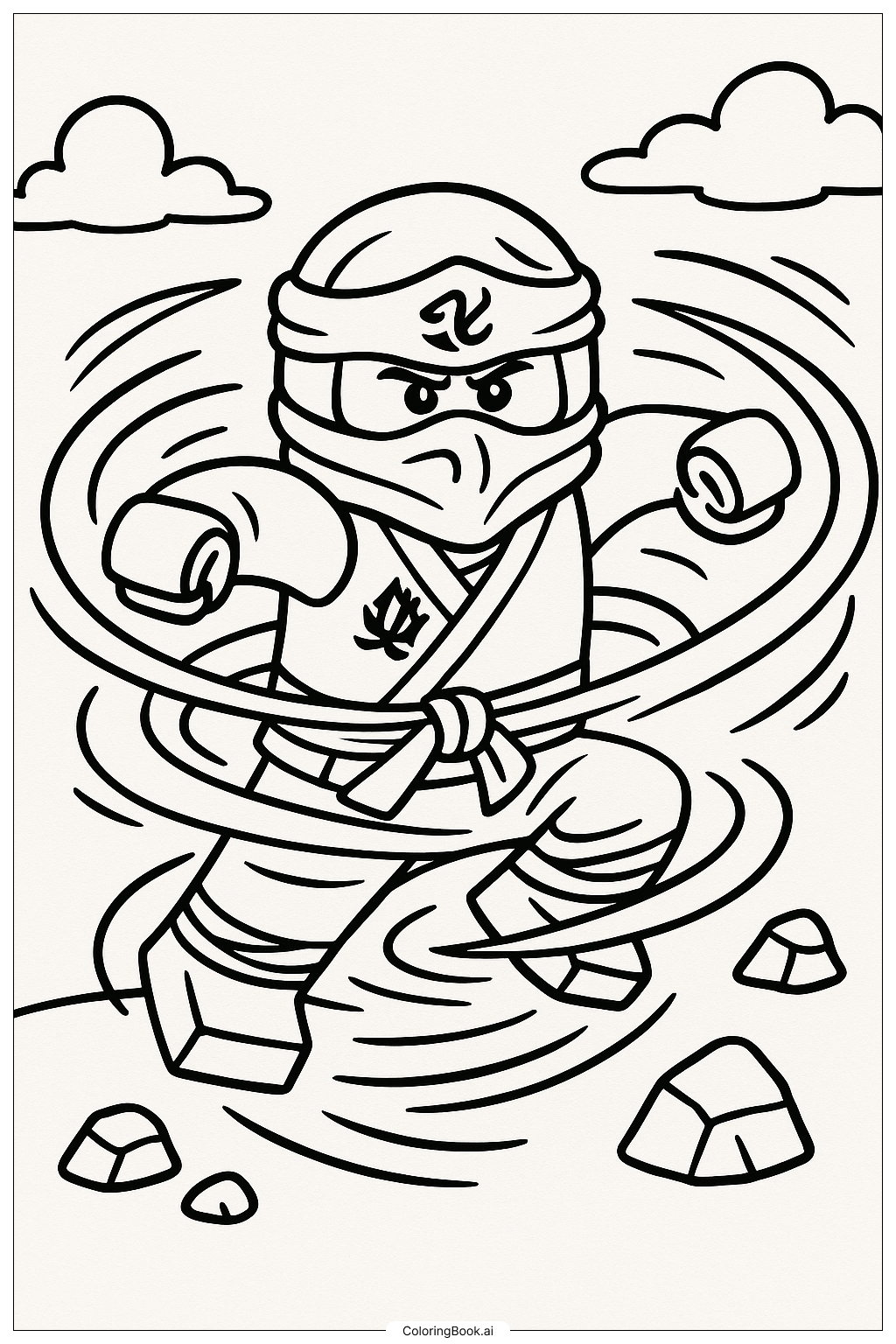  Ninjago Lloyd Performing Spinjitzu Ausmalseite 