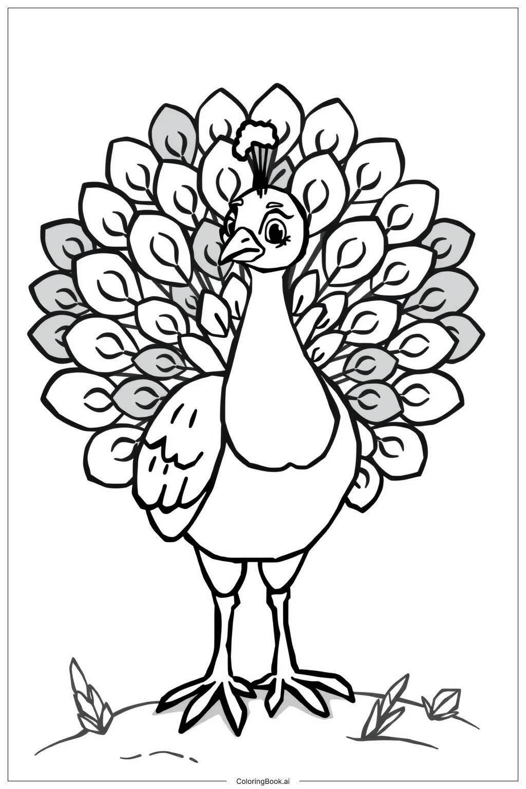  peacock with intricate feather patterns Coloring Page 