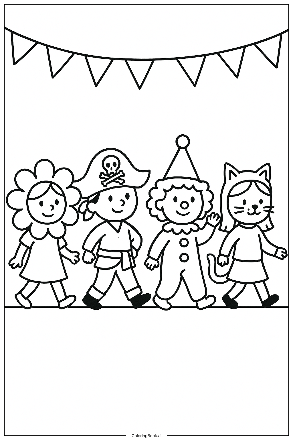  舞蹈服装游行填色页 