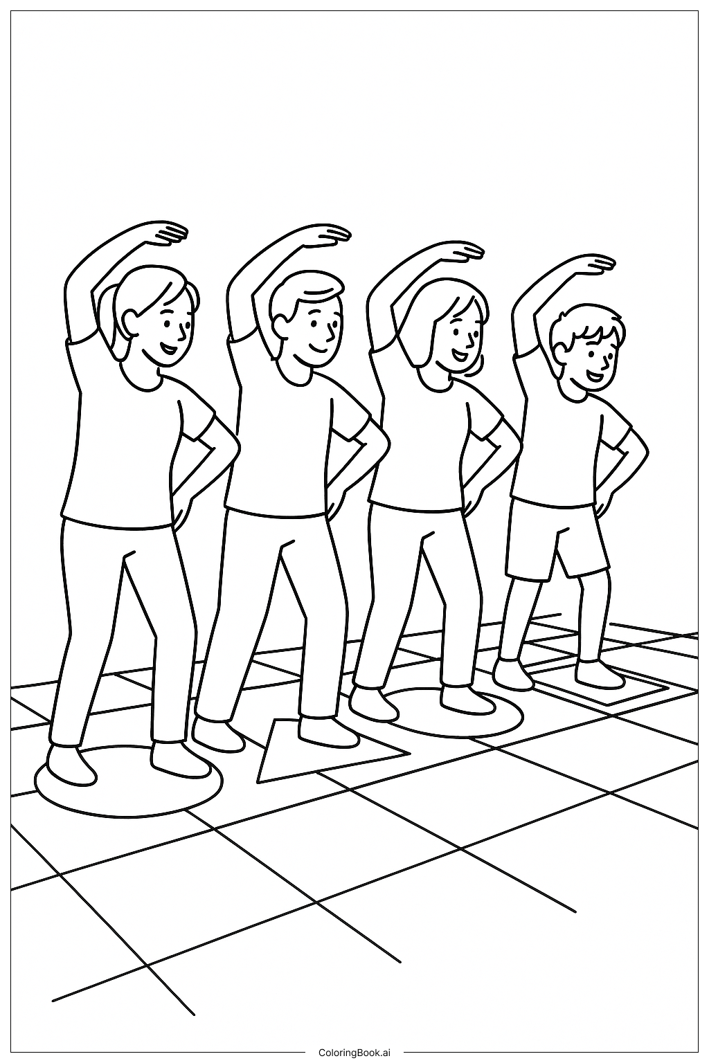 Página para colorear de Formación de Línea de Baile