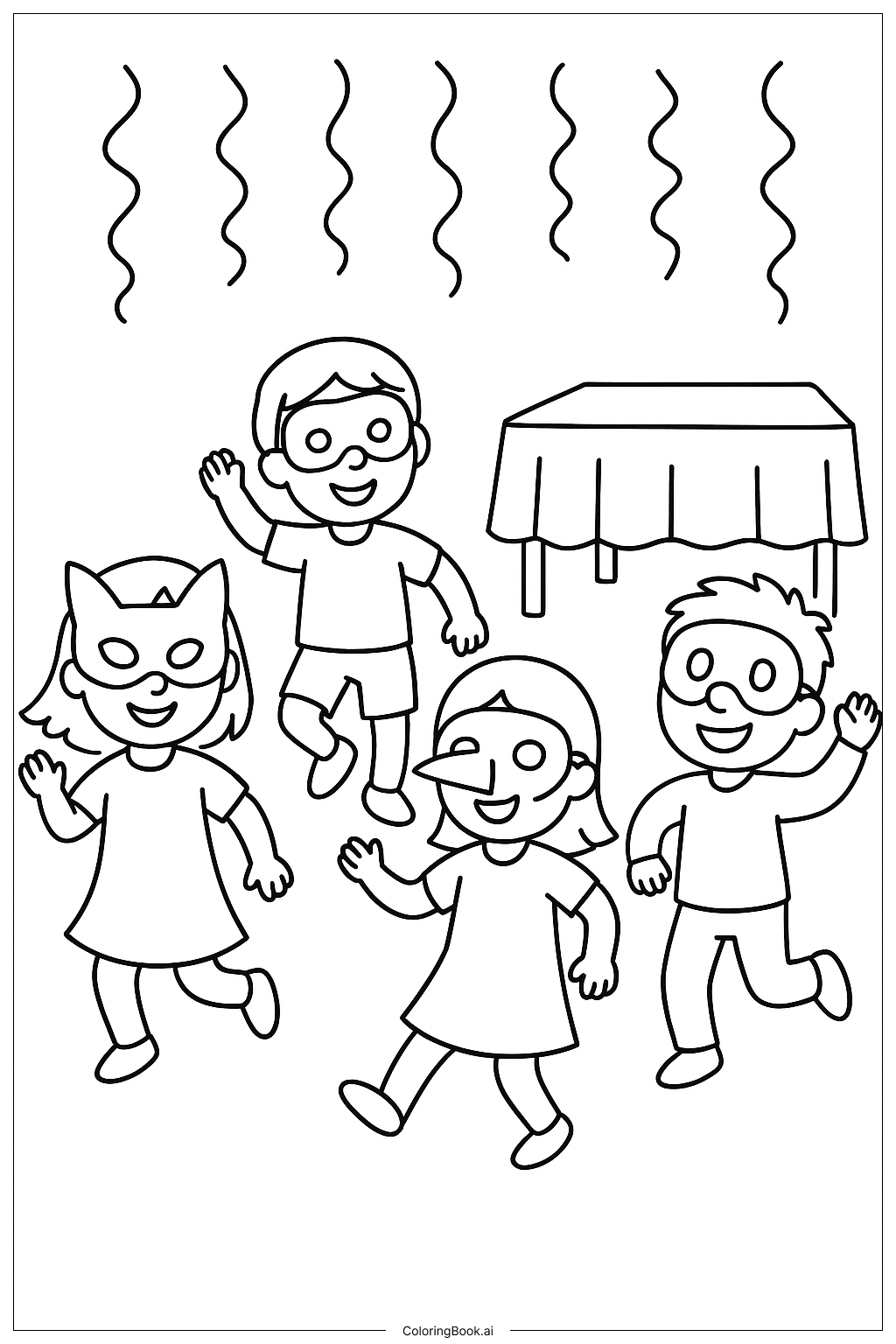  舞会面具派对填色页 