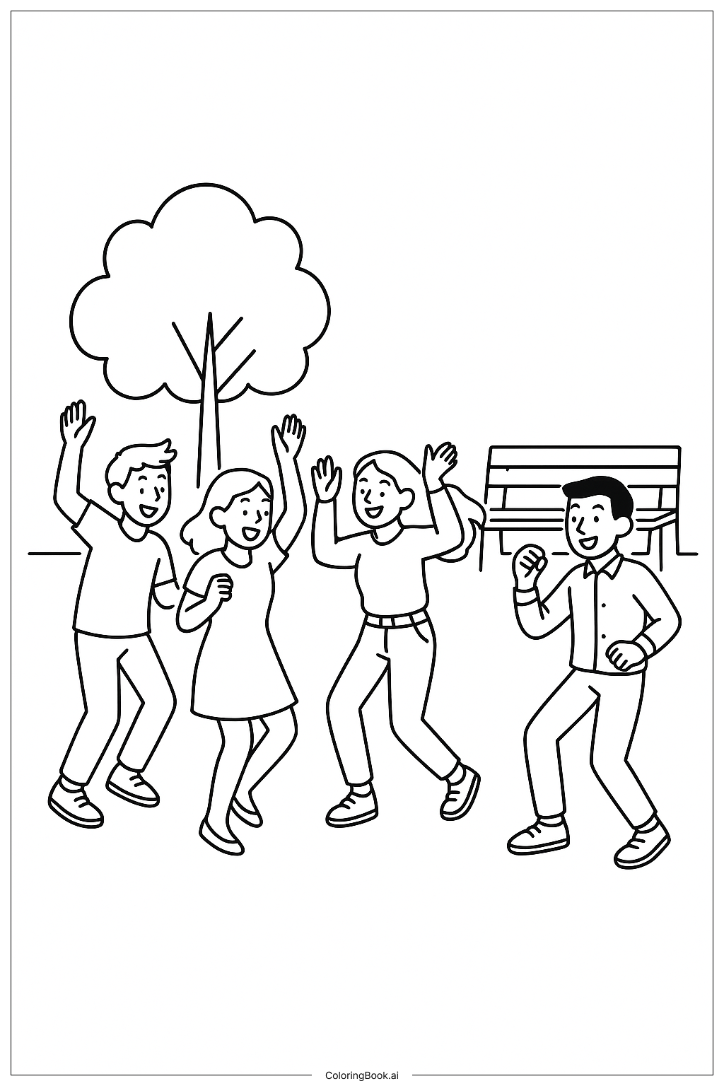  Page de coloriage Danse Avec des Amis 