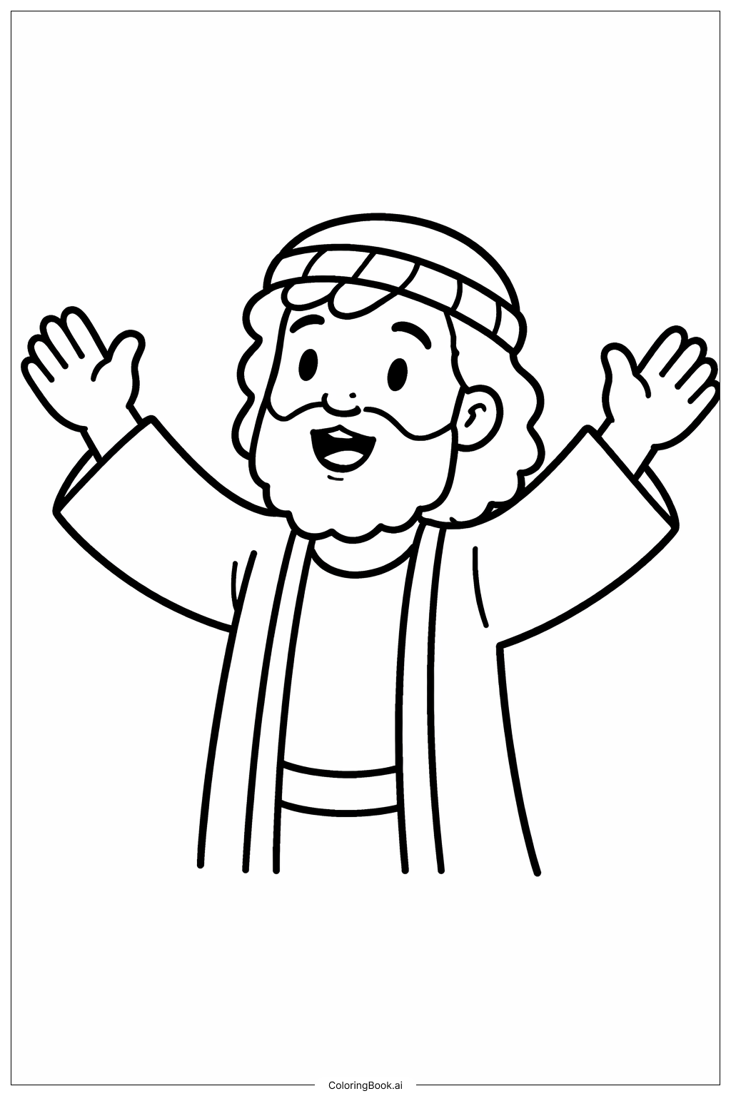 Página para colorear de Daniel y el Foso de los Leones Daniel Levantando las Manos