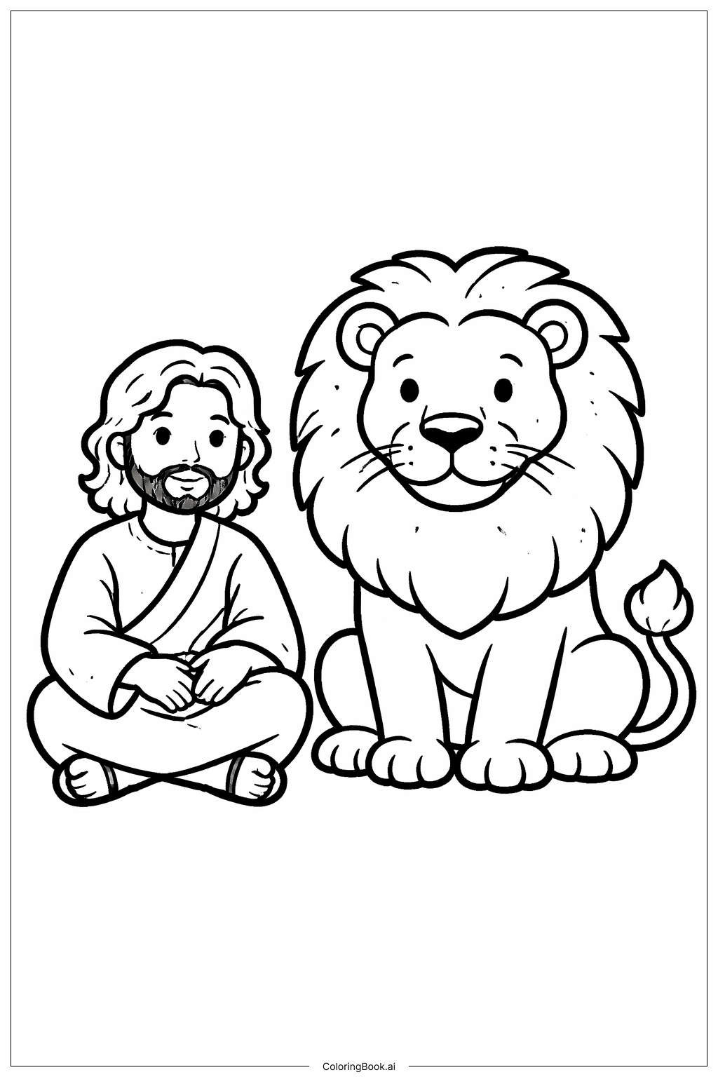 Daniel y el León de la Fosa de los Leones Sentado al Lado