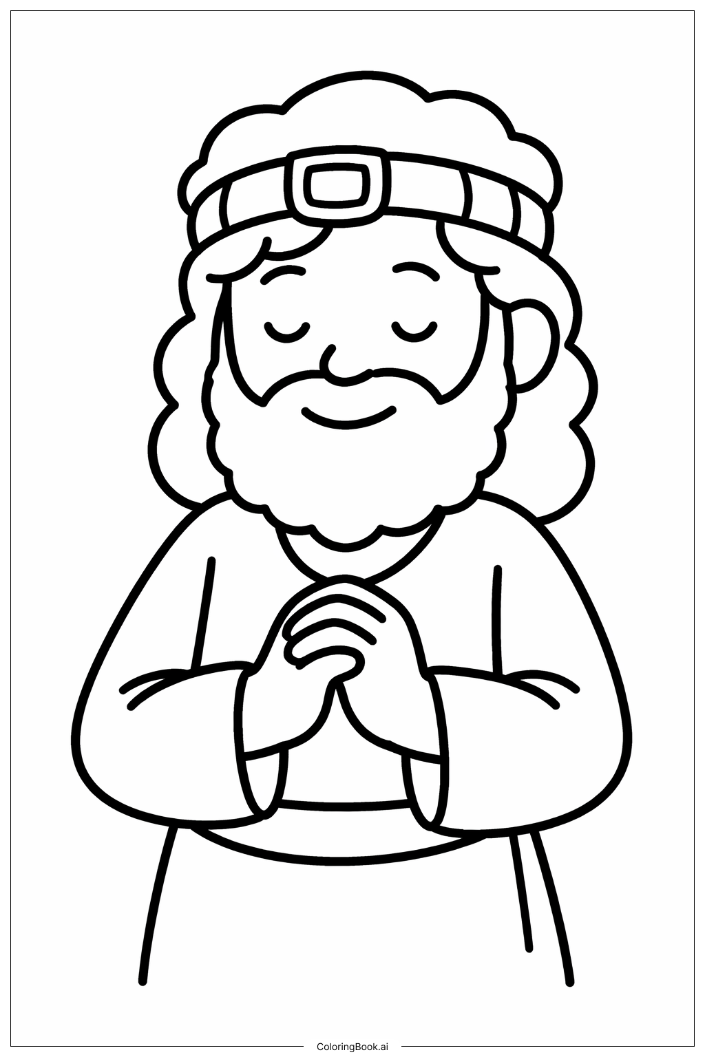 Página para colorear de Daniel y el Arenero de Leones en una Pose Pacífica