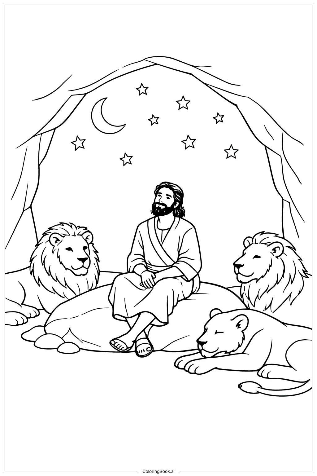 但以理與獅子坑的寧靜夜晚守望著色頁