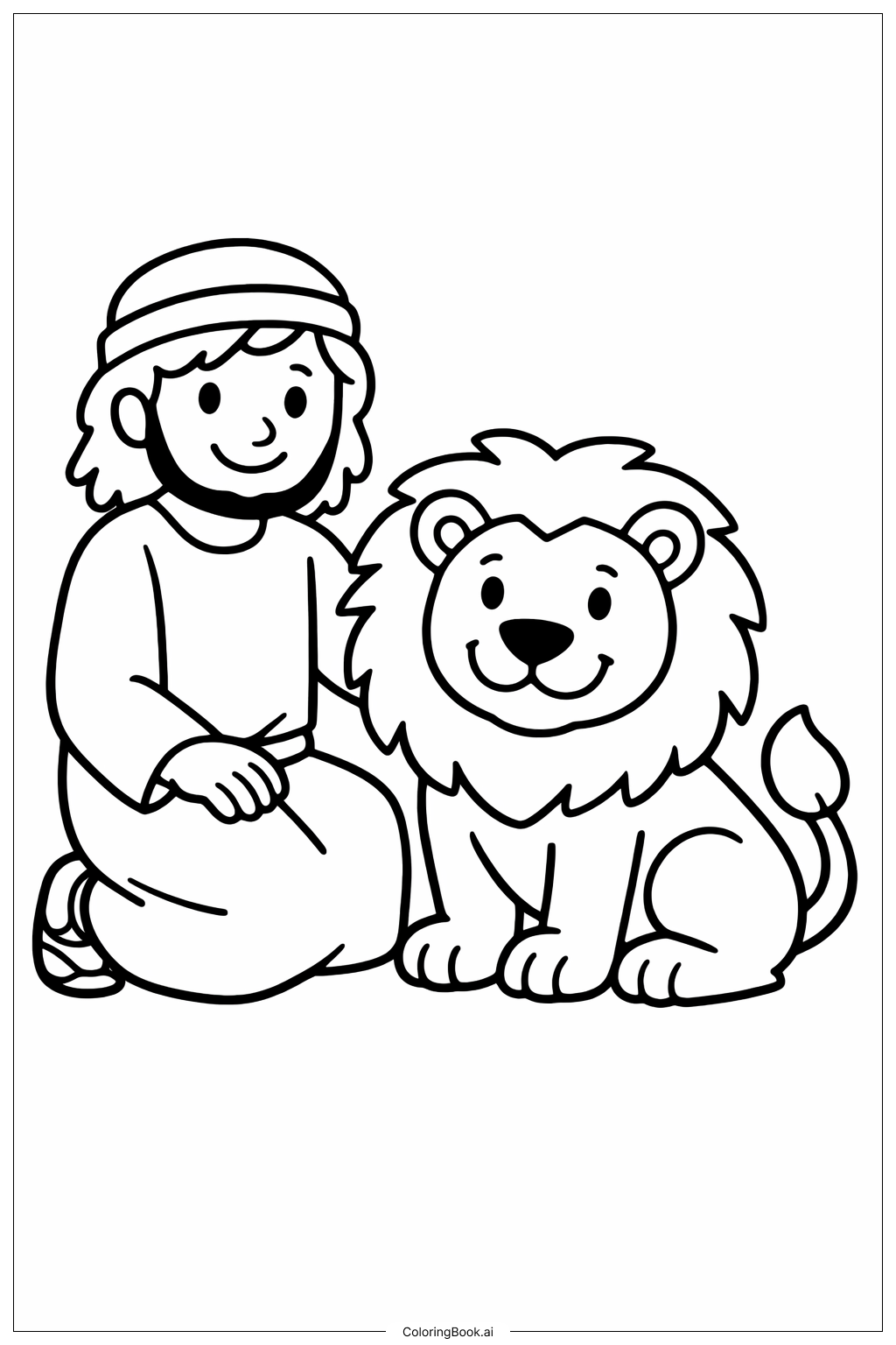 Página para colorear de Daniel y el foso de los leones Oración sencilla