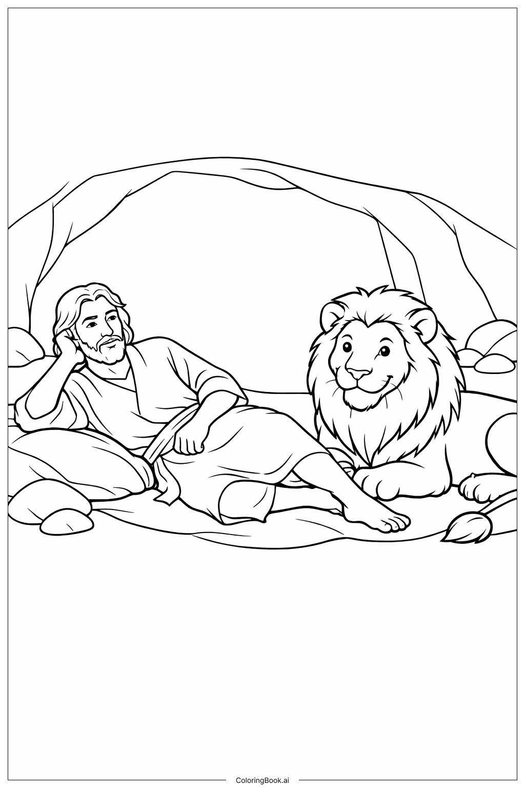 Daniel And The Lions Den Soft Rock Bed Coloring Page