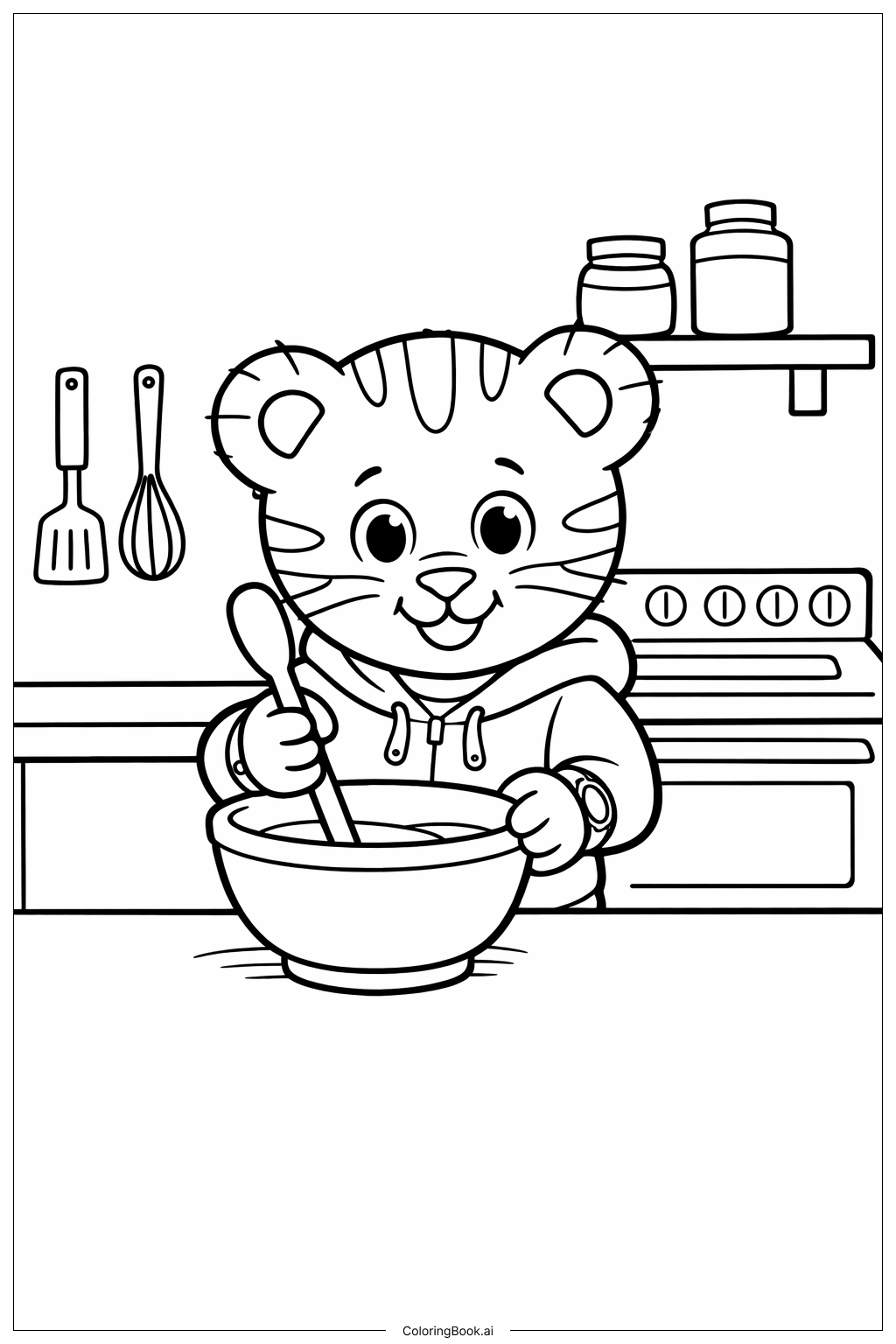 丹尼尔老虎厨房烘焙填色页