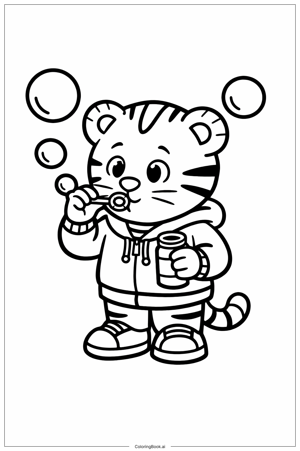 丹尼尔老虎吹泡泡填色页