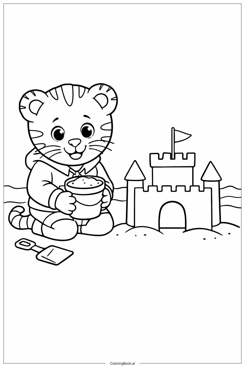 丹尼尔老虎堆沙堡填色页