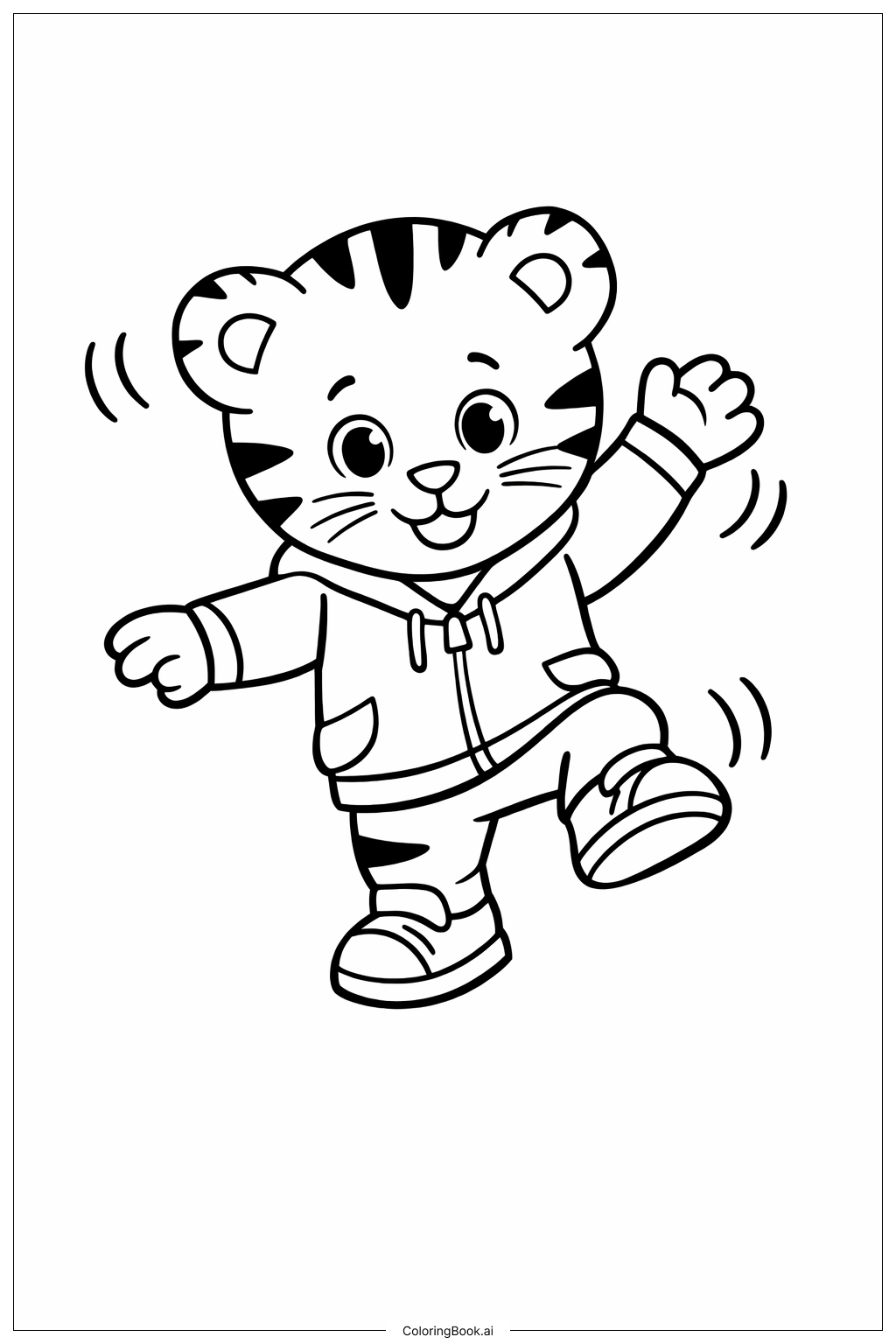 丹尼尔老虎跳舞简笔画填色页