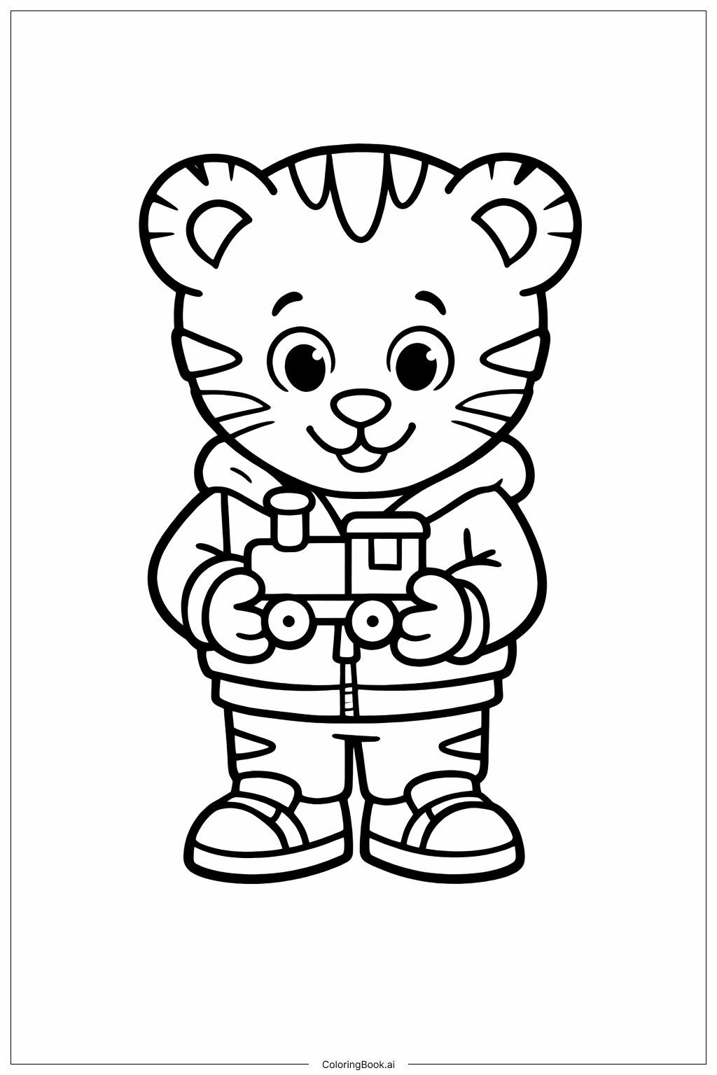 丹尼尔老虎抱玩具填色页