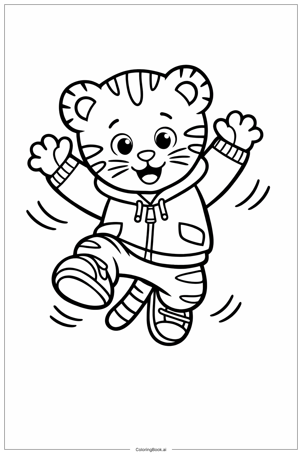 丹尼尔老虎开心跳跃填色页