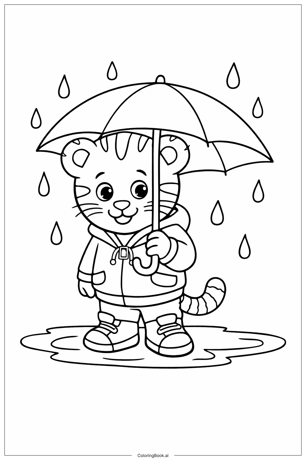 下雨天的丹尼尔老虎填色页