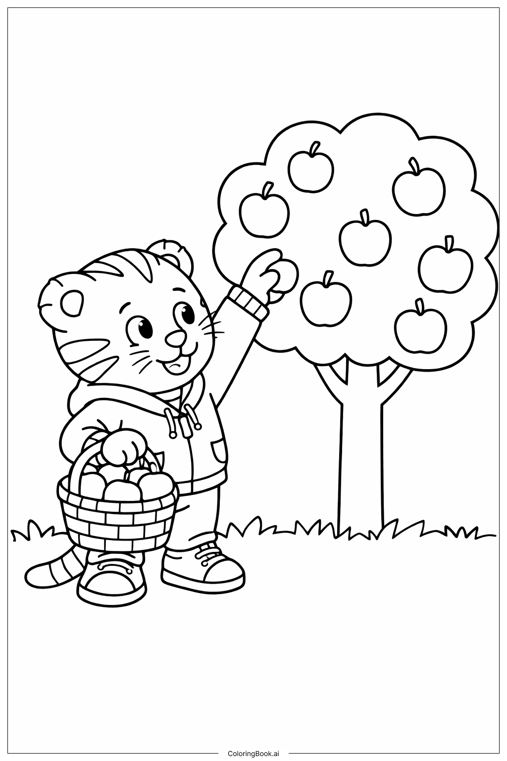 丹尼尔老虎采苹果果园填色页