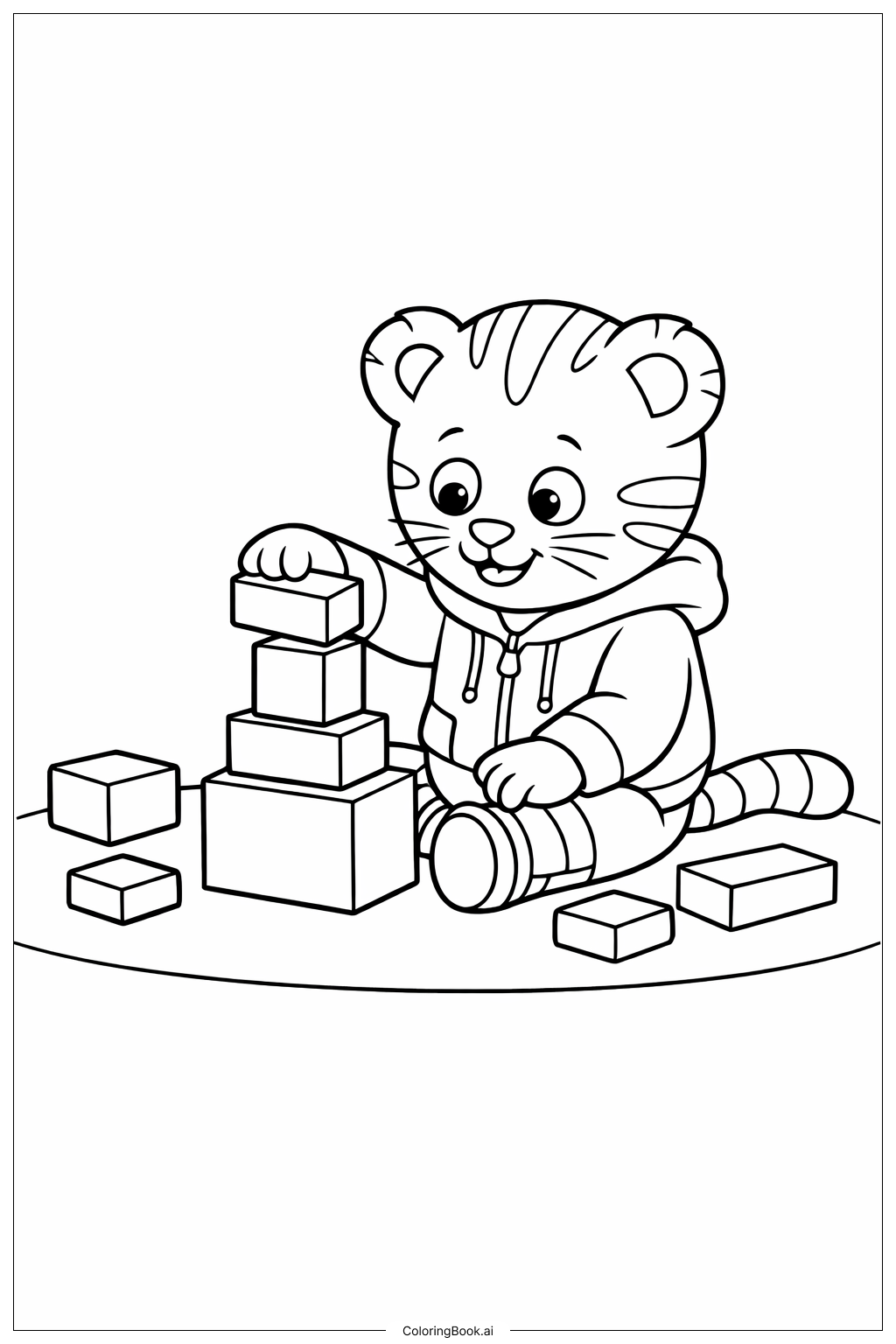 丹尼尔虎玩积木填色页