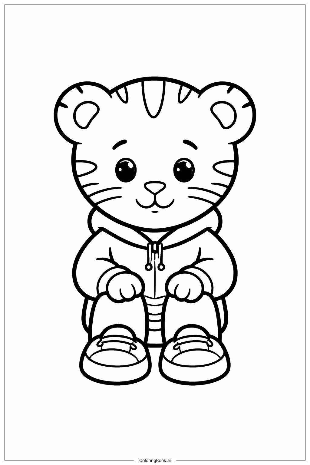 丹尼尔老虎安静地坐着填色页