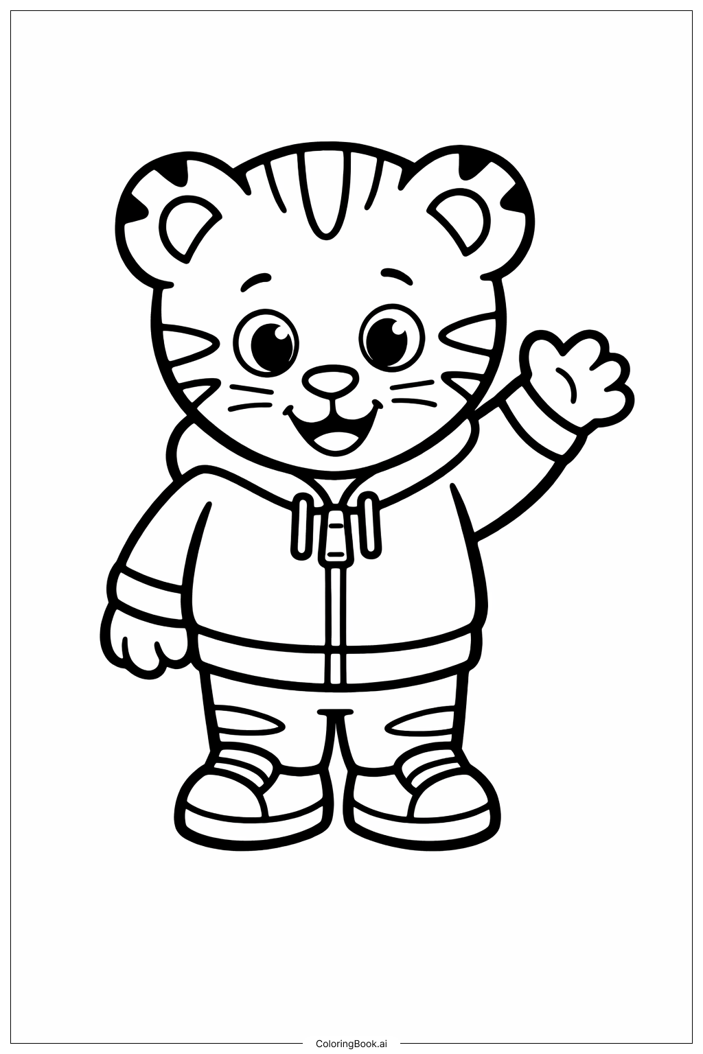 丹尼尔老虎 微笑招手填色页